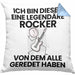 Rocker Geschenk Kissen mit Füllung 40x40 Lustige Geschenkidee Geburtstag für Rocker Ich Bin Dieser Legendäre Rocker Von Dem Alle Geredet Haben (Grau) Blau Trendation
