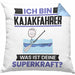 Kajakfahrer Kissen mit Füllung 40x40 Geschenk für Kajakfahrer Geburtstag Lustiger Spruch Was Ist Deine Superkraft (Grau) Blau Trendation