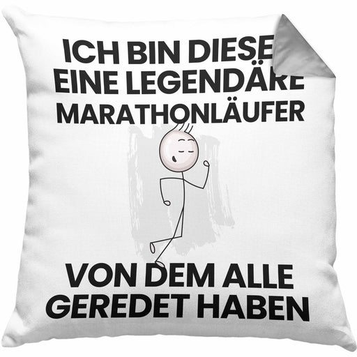 Marathonläufer Geschenk Kissen mit Füllung 40x40 Lustige Geschenkidee Geburtstag für Marathonläufer Ich Bin Dieser Legendäre Marathonläufer Von Dem Alle Geredet Haben (Grau) Grau Trendation