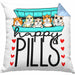 Lustiges Geschenk für Hamsterliebhaber: "Happy Pills" Kissen mit Füllung 40x40 Hamster Besitzer Grafik Züchter (Grau) Blau Trendation