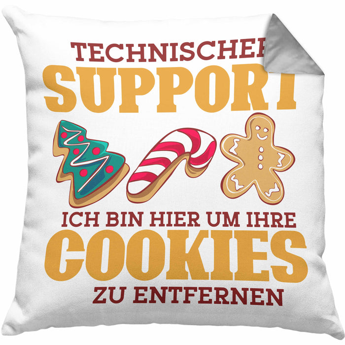 Lustige Kissen mit Füllung 40x40 Technischer Support "Ich bin hier, um Ihre Cookies zu entfernen" Geschenk für Tech-Enthusiasten (Grau) Grau Trendation