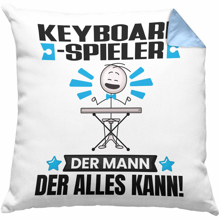 Keyboard-Spieler Kissen mit Füllung 40x40 Geschenk für Keyboard-Spieler Der Mann Der Alles Kann Geschenkidee zum Geburtstag (Grau) Blau Trendation