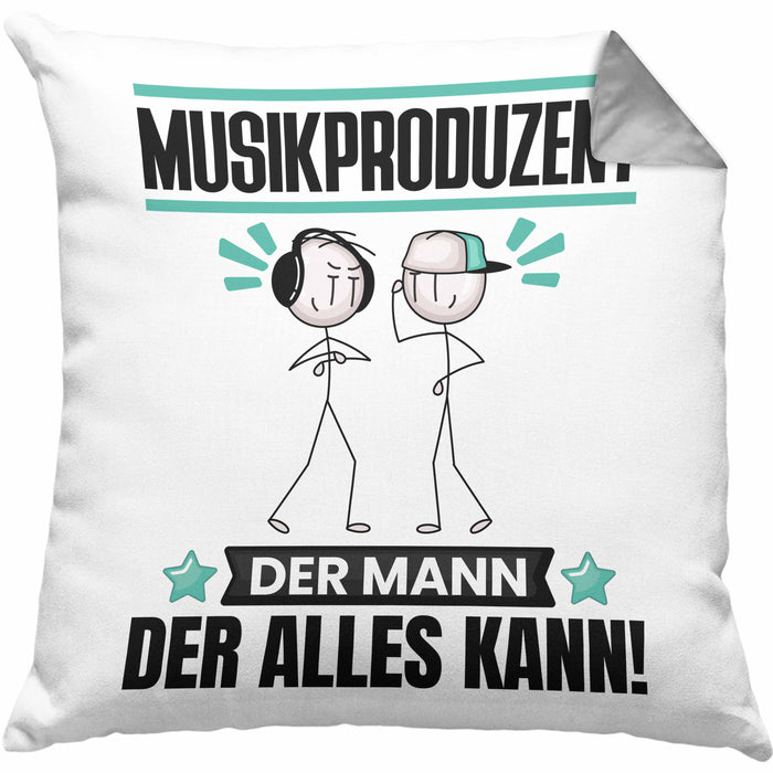 Musikproduzent Kissen mit Füllung 40x40 Geschenk für Musikproduzent Der Mann Der Alles Kann Geschenkidee zum Geburtstag (Grau) Grau Trendation