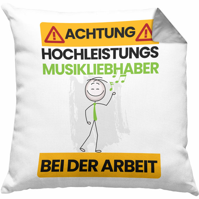 Musikliebhaber Kissen mit Füllung 40x40 Geschenk Lustiger Spruch Geschenkidee für Musikliebhaber Achtung Hochleistungs Musikliebhaber Bei Der Arbeit (Grau) Grau Trendation