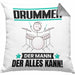 Drummer Kissen mit Füllung 40x40 Geschenk für Drummer Der Mann Der Alles Kann Geschenkidee zum Geburtstag (Grau) Grau Trendation