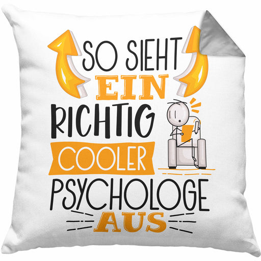 Psychologe Kissen mit Füllung 40x40 Geschenk So Sieht Ein RIchtig Cooler Psychologe Aus Geschenkidee Lustiger Spruch Geburtstag (Grau) Grau Trendation