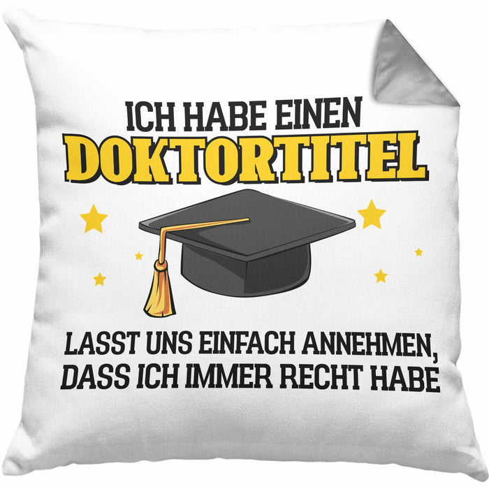 Lustige Kissen mit Füllung 40x40 Doktortitel Bestanden- Geschenk Bestandene Prüfung (Grau) Grau Trendation