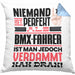 BMX-Fahrer Geschenk Kissen mit Füllung 40x40 Lustige Geschenkidee für BMX-Fahrer Geburtstag Niemand Ist Perfekt Aber Als BMX-Fahrer Ist Man Nah Dran (Grau) Blau Trendation