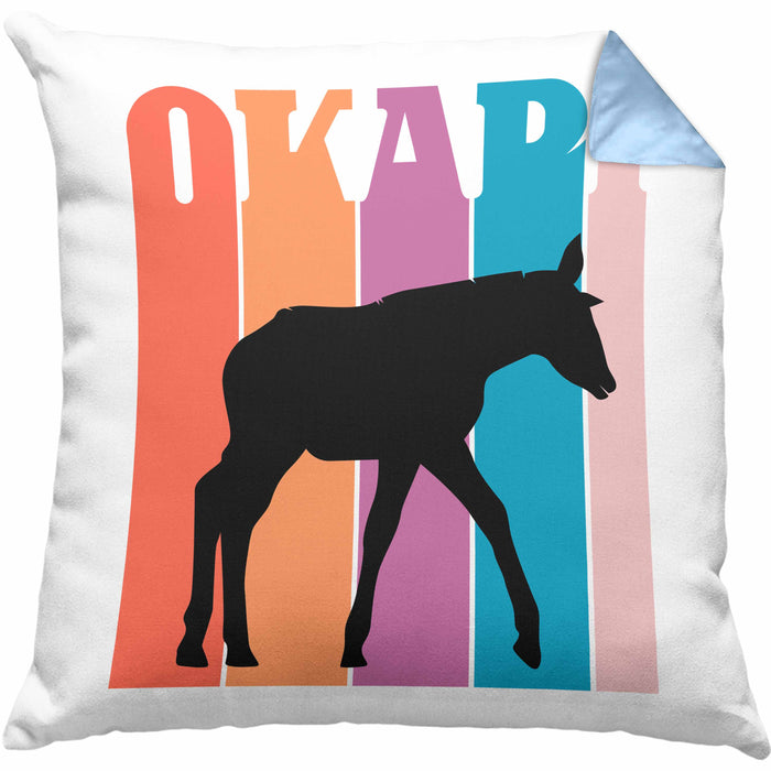 Lustige Okapi Kissen mit Füllung 40x40 Geschenk für Okapi Liebhaber Grafik (Grau) Blau Trendation