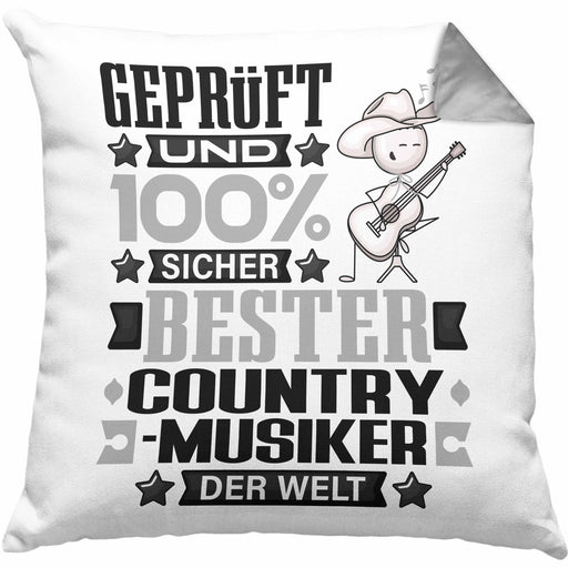 Country-Musiker Geschenk Lustiger Spruch für Country-Musiker Geschenkidee Bester Country-Musiker Der WeltKissen mit Füllung 40x40 (Grau) Grau Trendation