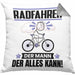 Radfahrer Kissen mit Füllung 40x40 Geschenk für Radfahrer Der Mann Der Alles Kann Geschenkidee zum Geburtstag (Grau) Grau Trendation