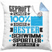 Schwimmsportler Geschenk Lustiger Spruch für Schwimmsportler Geschenkidee Bester Schwimmsportler Der WeltKissen mit Füllung 40x40 (Grau) Blau Trendation