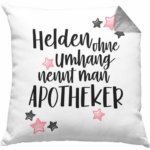 Apotheker Kissen mit Füllung 40x40 Geschenk Bester Apotheker Pharmazeut Arzneikundiger (Grau) Grau Trendation