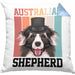 Australian Shepherd Besitzer Kissen mit Füllung 40x40 Geschenk Lustiger Spruch Geschenkidee Retro Vinatge Australian Shepherd (Grau) Blau Trendation