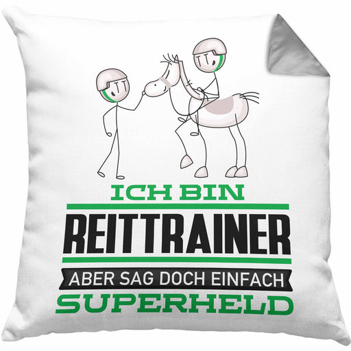 Reittrainer Geschenk Kissen mit Füllung 40x40 Ich Bin Reittrainer Aber Sag Doch Einfach Superheld Lustige Geschenkdiee für Reittrainer (Grau) Grau Trendation