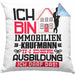 Immobilienkaufmann Ausbildung Kissen mit Füllung 40x40 Geschenk Ich Bin Immobilienkaufmann In Der Ausbildung Ich Darf Das Geschenkidee Spruch (Grau) Blau Trendation