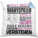 Rugbyspieler Geschenk Kaffee-Kissen mit Füllung 40x40 Geschenkidee für Rugbyspieler Ich Bin Rugbyspieler Ich Kann Es Dir Erklären Jedoch Nicht Für Dich Verstehen Spruch Lustig (Grau) Blau Trendation