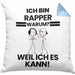 Rapper Geschenk Kissen mit Füllung 40x40 Lustiger Spruch Ich Bin Rapper Warum Weil Ich Es Kann Geschenkidee Bester Rapper Geburtstag (Grau) Blau Trendation