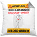 Discgolf-Spieler Kissen mit Füllung 40x40 Geschenk Lustiger Spruch Geschenkidee für Discgolf-Spieler Achtung Hochleistungs Discgolf-Spieler Bei Der Arbeit (Grau) Grau Trendation