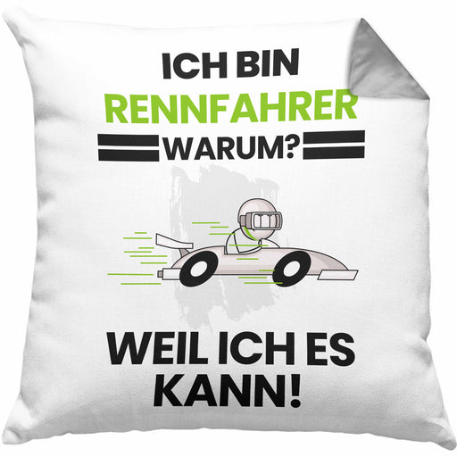 Rennfahrer Geschenk Kissen mit Füllung 40x40 Lustiger Spruch Ich Bin Rennfahrer Warum Weil Ich Es Kann Geschenkidee Bester Rennfahrer Geburtstag (Grau) Grau Trendation