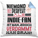 Indie-Fan Geschenk Kissen mit Füllung 40x40 Lustige Geschenkidee für Indie-Fan Geburtstag Niemand Ist Perfekt Aber Als Indie-Fan Ist Man Nah Dran (Grau) Blau Trendation