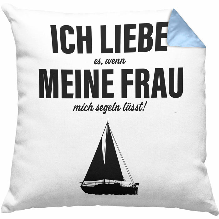 Kissen mit Füllung 40x40 für Segler Geschenke Männer Kissen mit Füllung 40x40 Geschenkideen Zubehör Gadgeds Segeln Lustig (Grau) Blau Trendation