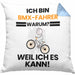 BMX-Fahrer Geschenk Kissen mit Füllung 40x40 Lustiger Spruch Ich Bin BMX-Fahrer Warum Weil Ich Es Kann Geschenkidee Bester BMX-Fahrer Geburtstag (Grau) Blau Trendation