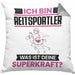 Reitsportler Kissen mit Füllung 40x40 Geschenk für Reitsportler Geburtstag Lustiger Spruch Was Ist Deine Superkraft (Grau) Grau Trendation