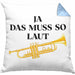 Trompete Kissen mit Füllung 40x40 Geschenk für Musiker Trompeten-Spieler Tuten Geschenkidee Lustig Männer (Grau) Blau Trendation
