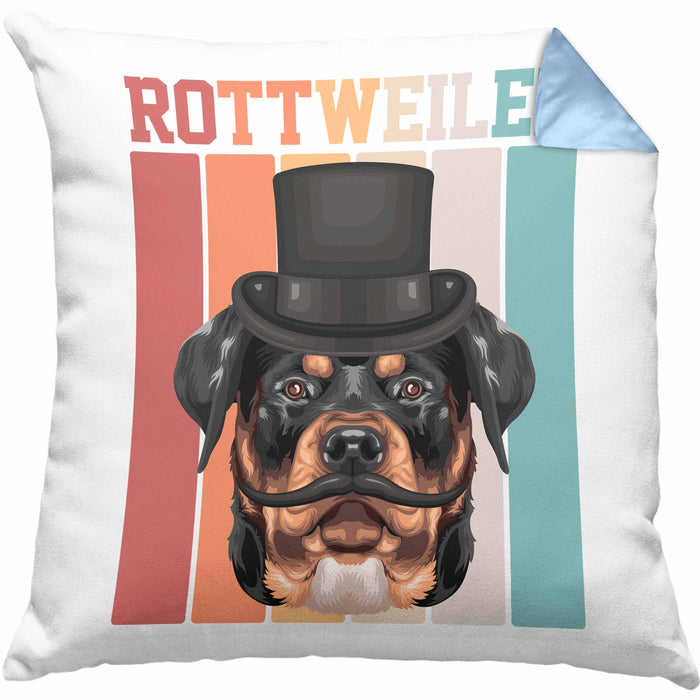 Rottweiler Besitzer Kissen mit Füllung 40x40 Geschenk Lustiger Spruch Geschenkidee Retro Vinatge Rottweiler (Grau) Blau Trendation