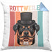 Rottweiler Besitzer Kissen mit Füllung 40x40 Geschenk Lustiger Spruch Geschenkidee Retro Vinatge Rottweiler (Grau) Blau Trendation