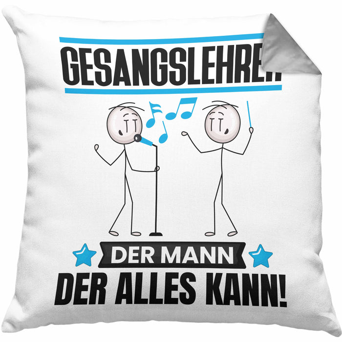 Gesangslehrer Kissen mit Füllung 40x40 Geschenk für Gesangslehrer Der Mann Der Alles Kann Geschenkidee zum Geburtstag (Grau) Grau Trendation