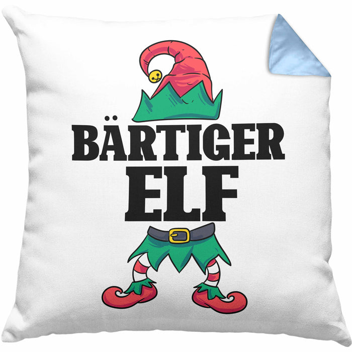Bart Kissen mit Füllung 40x40 Geschenk Lustiger Spruch Bartträger Bärtiger Elf Geschenkidee Geburtstag (Grau) Blau Trendation