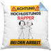 Rapper Kissen mit Füllung 40x40 Geschenk Lustiger Spruch Geschenkidee für Rapper Achtung Hochleistungs Rapper Bei Der Arbeit (Grau) Blau Trendation