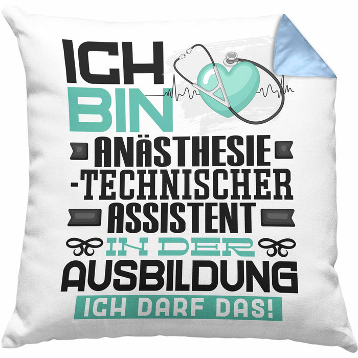Anästhesietechnischer Assistent Ausbildung Kissen mit Füllung 40x40 Geschenk Ich Bin Anästhesietechnischer Assistent In Der Ausbildung Ich Darf Das Geschenkidee Spruch (Grau) Blau Trendation