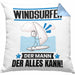 Windsurfer Kissen mit Füllung 40x40 Geschenk für Windsurfer Der Mann Der Alles Kann Geschenkidee zum Geburtstag (Grau) Blau Trendation