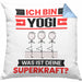 Yogi Kissen mit Füllung 40x40 Geschenk für Yogi Geburtstag Lustiger Spruch Was Ist Deine Superkraft (Grau) Blau Trendation