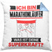 Marathonläufer Kissen mit Füllung 40x40 Geschenk für Marathonläufer Geburtstag Lustiger Spruch Was Ist Deine Superkraft (Grau) Blau Trendation