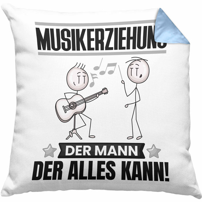 Musikerziehung Kissen mit Füllung 40x40 Geschenk für Musikerziehung Der Mann Der Alles Kann Geschenkidee zum Geburtstag (Grau) Blau Trendation