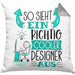 Designer Kissen mit Füllung 40x40 Geschenk So Sieht Ein RIchtig Cooler Designer Aus Geschenkidee Lustiger Spruch Geburtstag (Grau) Grau Trendation