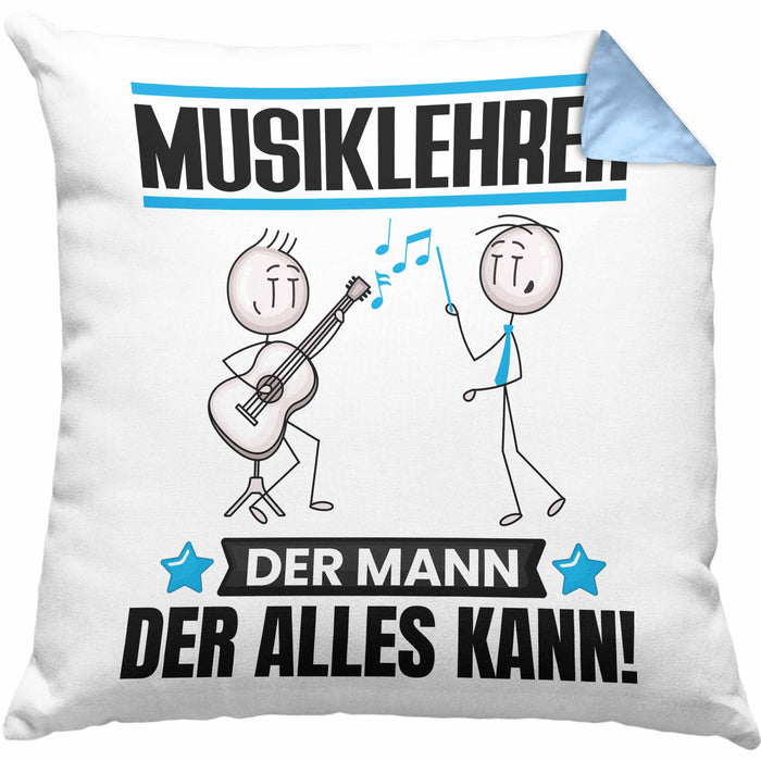 Musiklehrer Kissen mit Füllung 40x40 Geschenk für Musiklehrer Der Mann Der Alles Kann Geschenkidee zum Geburtstag (Grau) Blau Trendation