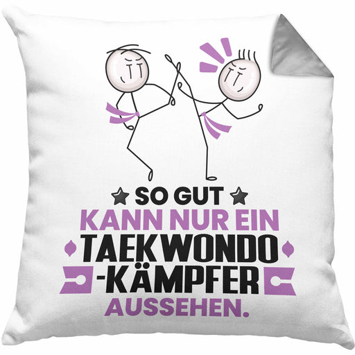 Taekwondo-Kämpfer Geschenk Kissen mit Füllung 40x40 So Gut Kann Nur Ein Taekwondo-Kämpfer Aussehen Geschenkidee (Grau) Grau Trendation