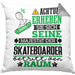 Skateboarder Geschenk Kissen mit Füllung 40x40 Lustiger Spruch Erheben Sie Sich Der Skateboarder Betritt den Raum (Grau) Grau Trendation