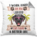 Labrador Besitzer Kissen mit Füllung 40x40 Geschenk Lustiger Spruch Geschenkidee I Work Hard So My Labrador Can Have A Better Life (Grau) Grau Trendation