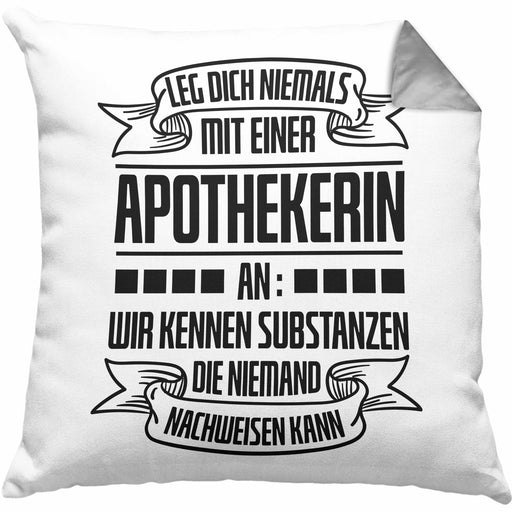 Apothekerin Kissen mit Füllung 40x40 Geschenk Wir Kennen Substanzen Die Niemand Nachweisen Kann Lustig Spruch (Grau) Grau Trendation