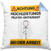Pilates-Enthusiast Kissen mit Füllung 40x40 Geschenk Lustiger Spruch Geschenkidee für Pilates-Enthusiast Achtung Hochleistungs Pilates-Enthusiast Bei Der Arbeit (Grau) Blau Trendation