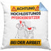 Pferdebesitzer Kissen mit Füllung 40x40 Geschenk Lustiger Spruch Geschenkidee für Pferdebesitzer Achtung Hochleistungs Pferdebesitzer Bei Der Arbeit (Grau) Blau Trendation