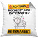 Katzensitter Kissen mit Füllung 40x40 Geschenk Lustiger Spruch Geschenkidee für Katzensitter Achtung Hochleistungs Katzensitter Bei Der Arbeit (Grau) Grau Trendation