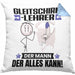 Gleitschirmlehrer Kissen mit Füllung 40x40 Geschenk für Gleitschirmlehrer Der Mann Der Alles Kann Geschenkidee zum Geburtstag (Grau) Blau Trendation