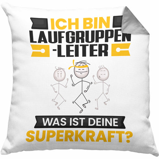 Laufgruppenleiter Kissen mit Füllung 40x40 Geschenk für Laufgruppenleiter Geburtstag Lustiger Spruch Was Ist Deine Superkraft (Grau) Grau Trendation